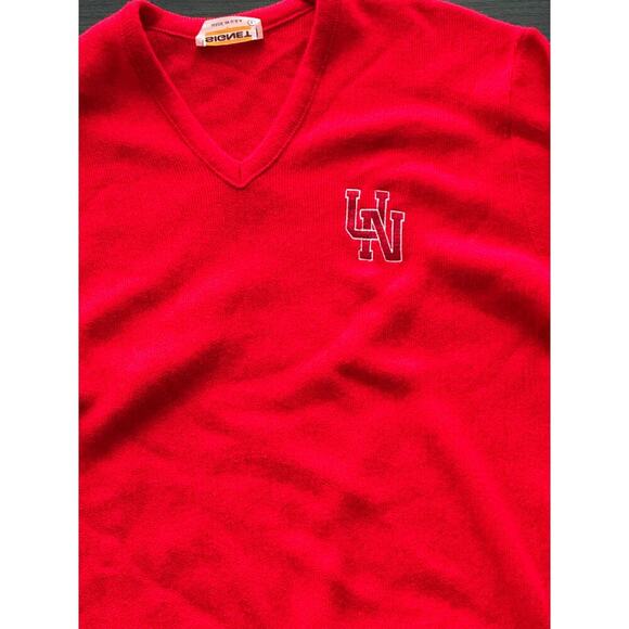 Vintage SIGNET Creslan Red University Collegiate V-Neck Sweater Size L Nebraska - Picture 2 of 7